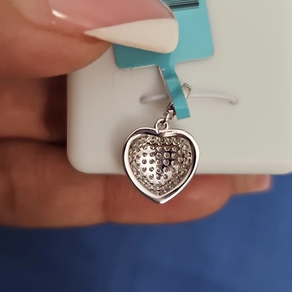 NWT Moissanite Puffy Heart Pendant 925 Sterling Silver